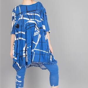 Rundholz black label globe apple print tunic dress one size fits most